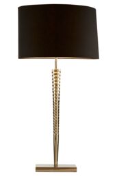 Orsina Table Lamp with Screw Shaped Stainless Steel Base, High Gloss Nickel Finish, Black Fabric Tapered Shade in Silver - thumbnail 3