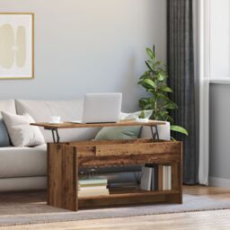 Berkfield Home Coffee Table Old wood 102 x 50 x 52.5 cm Engineered wood in Brown - thumbnail 4