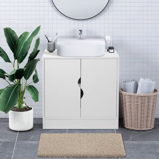 EONLION Flaminio Partial Pedestal Bathroom Vanity with Storage Cabinet in White - image 1
