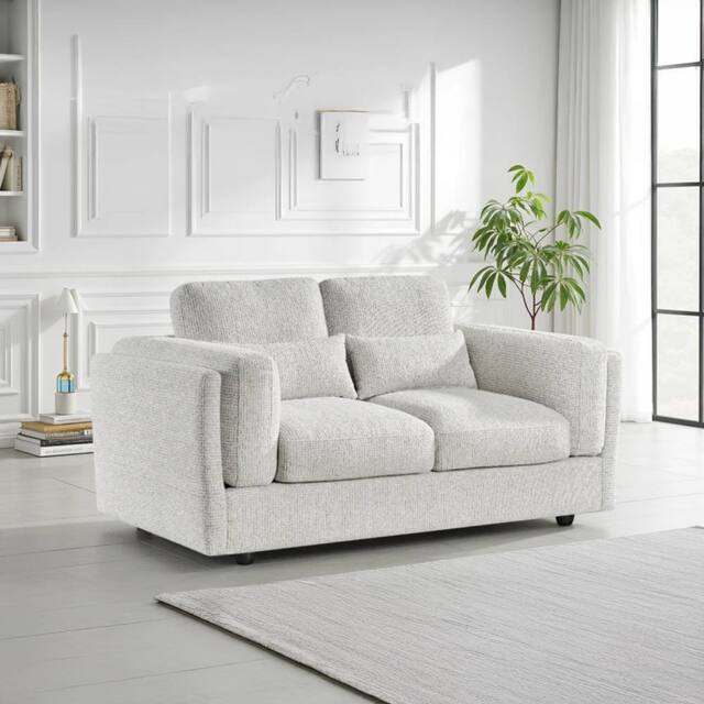 Furnishings For Less UK Bali Modern Chenille Textured Fabric 2 Seater Sofa Beige - image 1