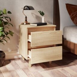 Berkfield Home Bed Cabinet with Solid Pinewood Legs Sonoma Oak 40x35x50 cm in Brown - Size: 40 x 35 x 50 cm - thumbnail 6