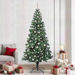 Berkfield Home Artificial Pre-lit Christmas Tree Green 240 cm PVC & Metal