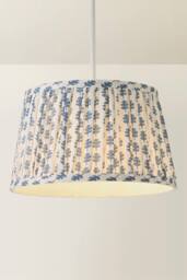 ValueLights Grange Small 25cm Floral Pleated Ceiling Pendant Lamp Shade & Bulb in Mid Blue - thumbnail 3