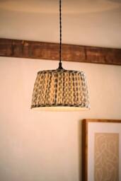 ValueLights Grange Small 25cm Floral Pleated Ceiling Pendant Lamp Shade & Bulb in Mid Blue