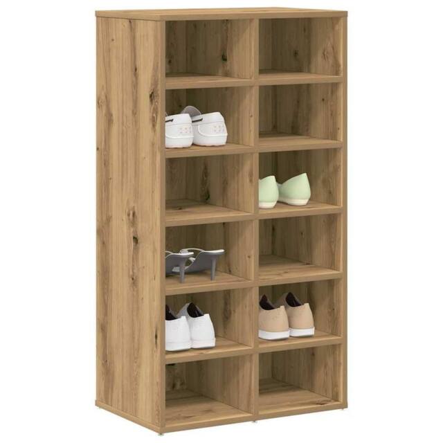 Berkfield Home Shoe Rack Artisan Oak 54x34x100.5 cm Engineered Wood in Brown - image 1