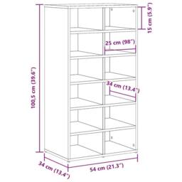 Berkfield Home Shoe Rack Artisan Oak 54x34x100.5 cm Engineered Wood in Brown - thumbnail 9