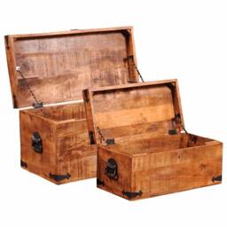 Berkfield Home Storage Chest Set 2 Pieces Rough Mango Wood in Brown - thumbnail 5