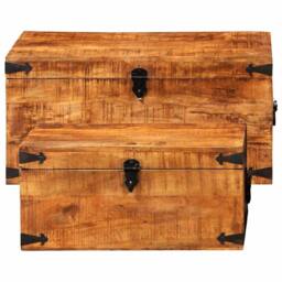 Berkfield Home Storage Chest Set 2 Pieces Rough Mango Wood in Brown - thumbnail 4