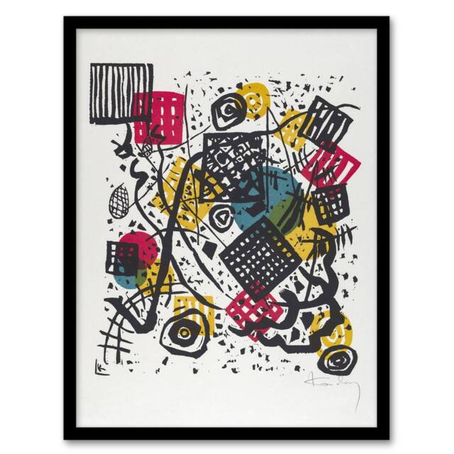 "Artery8 Small Worlds V Abstract Painting Kandinsky Framed Wall Art Print in White - Size: W12"" x H16""" - image 1