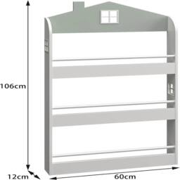 Havendro Children Wooden Toy Storage Shelf 3-Tier Bookcase in White - thumbnail 2