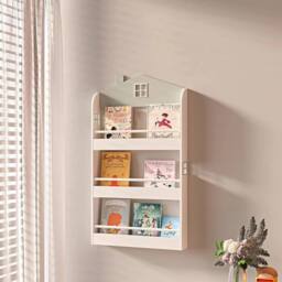 Havendro Children Wooden Toy Storage Shelf 3-Tier Bookcase in White - thumbnail 1