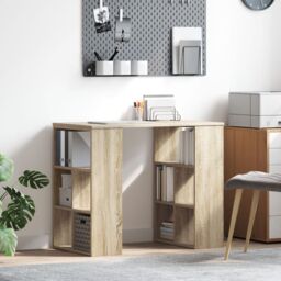 Berkfield Home Corner Desk Sonoma oak MDF Medium Sonoma Oak Corner Desk in Brown - thumbnail 1
