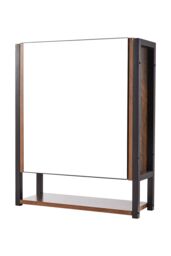 Living and Home Wall-Mounted 3-Layer Mirror Cabinet with Metal Frame in Brown - thumbnail 5