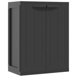 Berkfield Home Outdoor Storage Cabinet Black 65x37x85 cm PP - Size: 65 x 37 x 85 cm - thumbnail 2