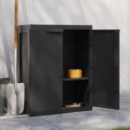 Berkfield Home Outdoor Storage Cabinet Black 65x37x85 cm PP - Size: 65 x 37 x 85 cm - thumbnail 1