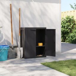 Berkfield Home Outdoor Storage Cabinet Black 65x37x85 cm PP - Size: 65 x 37 x 85 cm - thumbnail 3