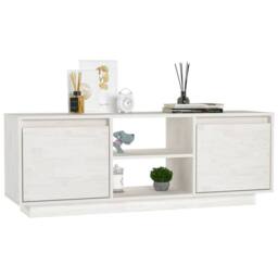 Berkfield Home TV Cabinet White 110x30x40 cm Solid Pinewood - Size: 110 x 30 x 40 cm - thumbnail 4