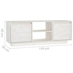 Berkfield Home TV Cabinet White 110x30x40 cm Solid Pinewood - Size: 110 x 30 x 40 cm - thumbnail 9
