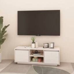 Berkfield Home TV Cabinet White 110x30x40 cm Solid Pinewood - Size: 110 x 30 x 40 cm - thumbnail 1