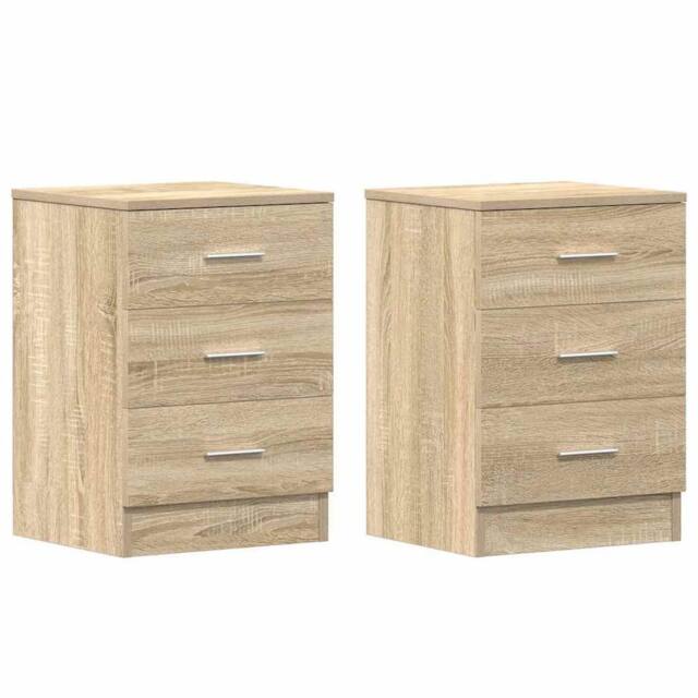 Berkfield Home Bedside Cabinets 2 pcs Sonoma Oak 38x35x56 cm Engineered Wood in Tan - Size: 38 x 35 x 56 cm - image 1