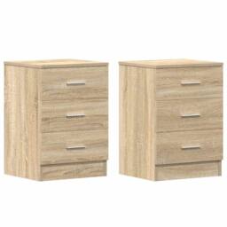 Berkfield Home Bedside Cabinets 2 pcs Sonoma Oak 38x35x56 cm Engineered Wood in Tan - Size: 38 x 35 x 56 cm - thumbnail 1