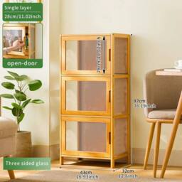 KORVIXA 3-Tier Bamboo Display Cabinet Toy Figure Model Storage in Brown - Size: 100 cm x 100 cm - thumbnail 2