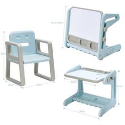 CASART Kids Art Table w/ Chair Toddlers2 in 1 Magnetic Painting Board in Blue - thumbnail 9