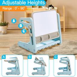 CASART Kids Art Table w/ Chair Toddlers2 in 1 Magnetic Painting Board in Blue - thumbnail 8