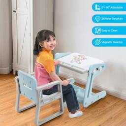 CASART Kids Art Table w/ Chair Toddlers2 in 1 Magnetic Painting Board in Blue - thumbnail 2