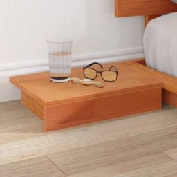 Berkfield Home Soft Floor Bed Frame with Bedside Tables Wax Brown 135x190cm Soli - Size: 135x190 cm - thumbnail 4