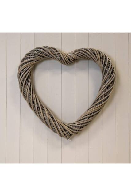 KDMD Cosy Heart Thick Willow Wreath - 60mm in Grey - image 1