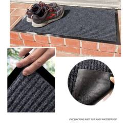 Kelvenix Door Mat Indoor Non Slip Washable Entrance Matts in Black - Size: 100 cm diameter - thumbnail 3