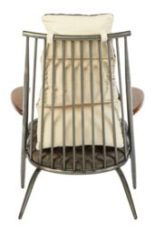 Orsina Modern Genuine Grey Leather Chair, Decorative Armchair, Occasional Chair, Quilted Upholstered Accent Seat - thumbnail 4