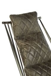 Orsina Modern Genuine Grey Leather Chair, Decorative Armchair, Occasional Chair, Quilted Upholstered Accent Seat - thumbnail 5