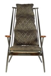 Orsina Modern Genuine Grey Leather Chair, Decorative Armchair, Occasional Chair, Quilted Upholstered Accent Seat
