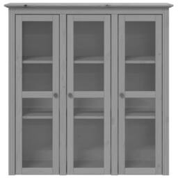 Berkfield Home Beautiful Cabinet with Glass Doors BODO Grey Solid Wood Pine - thumbnail 1