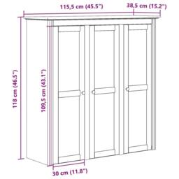 Berkfield Home Beautiful Cabinet with Glass Doors BODO Grey Solid Wood Pine - thumbnail 8