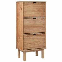 Berkfield Home Shoe Cabinet OTTA with 3 Drawers Brown Solid Wood Pine - thumbnail 3