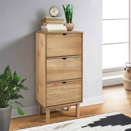 Berkfield Home Shoe Cabinet OTTA with 3 Drawers Brown Solid Wood Pine - thumbnail 2