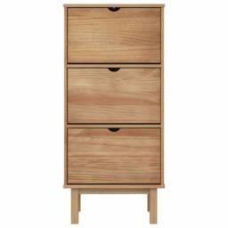Berkfield Home Shoe Cabinet OTTA with 3 Drawers Brown Solid Wood Pine - thumbnail 4