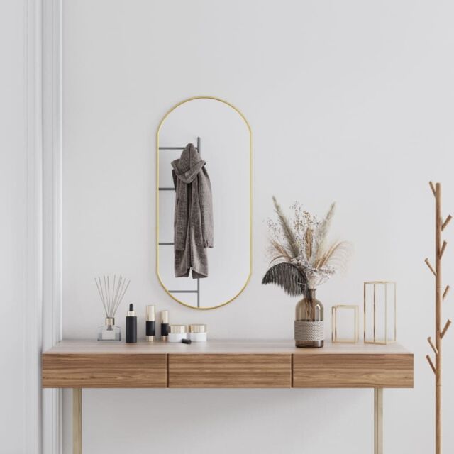 Berkfield Home Wall Mirror Gold 90x40 cm Oval - image 1
