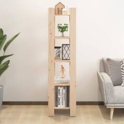Berkfield Home Book Cabinet/Room Divider 41x35x160 cm Solid Wood Pine in Light Tan - Size: 41 x 35 x 160 cm - thumbnail 3