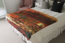 Benjamin Tate Design Red Branches Blanket in Natural - Size: 120 cm x 150 cm - thumbnail 3