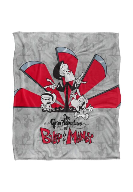 Cartoon Network Grim Adventures of Billy & Mandy Times Up Silky Touch Super Soft Throw Blanket 152 X 127 cm in White - image 1
