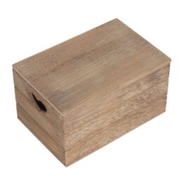 Red Hamper Oak Effect Heart Cut Handle Wooden Lidded Storage Box in Brown - Size: Small - thumbnail 4
