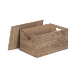Red Hamper Oak Effect Heart Cut Handle Wooden Lidded Storage Box in Brown - Size: Small - thumbnail 2