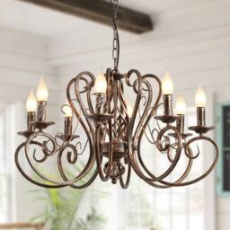 NIVOR 8 Lights French Country Pendant, Vintage Metal Adjustable Chandelier in Bronze