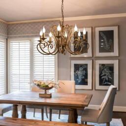 NIVOR 8 Lights French Country Pendant, Vintage Metal Adjustable Chandelier in Bronze - thumbnail 5