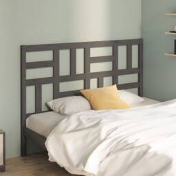 Berkfield Home Beautiful Bed Headboard Grey 126x4x104 cm Solid Wood Pine - Size: 126 x 4 x 104 cm - thumbnail 1