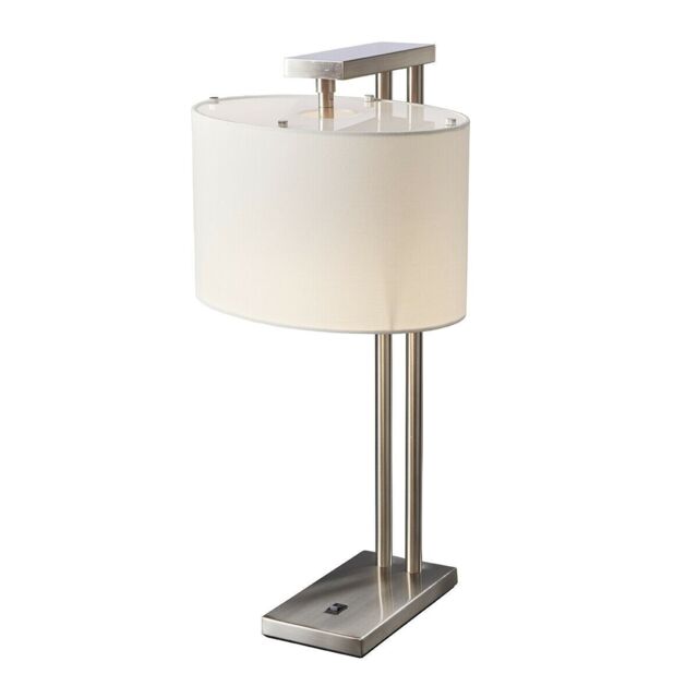 Loops 2 Metal Columns White Shade Included Brushed Nickel LED E27 60W Bulb in Metallics